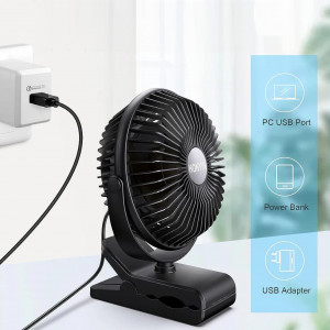 Mini ventilator de racire Honyin, USB, plastic, negru, 3 W, 28 decibeli, 15 cm