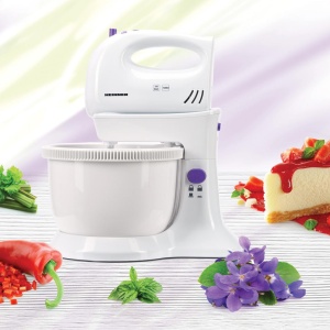 Mixer cu bol Heinner HMB-350UV, 300W, 5 viteze + turbo, Alb/Ultraviolet - Img 4