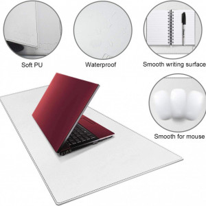 Mousepad Cacoy, piele PU, alb, 40 x 100 cm