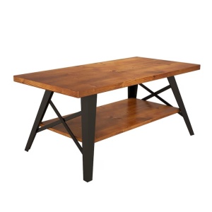 Nancy Homestore Egypt Lake-Leto masa cafea industrial 90x98x43 cm, blat lemn pin masiv, cadru metal, maro/negru - Verificat A · Re-Bloom