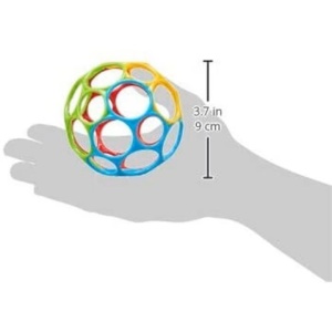 Oball Classic bila senzoriala 10 cm, 32 gauri prindere usoara, plastic moale fara BPA PVC latex, lavabila, 0 luni+, multicolor - Verificat A · Re-Bloom - Img 2