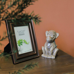 Obiect decorativ Casaido, model maimuta, maro inchis, ceramica, 15,4 x 10,2 x 10 cm, - Img 5