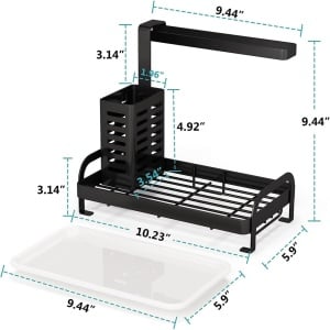 Organizator pentru chiuveta Charmdi, otel inoxidabil, negru, 25,9 x 14,9 x 23,9 cm