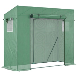 Outsunny sera gradina 200x77x148-169 cm, copertina anti-UV, 2 ferestre laterale, usa rulou fermoar, PE/otel, verde - Verificat A · Re-Bloom - Img 1