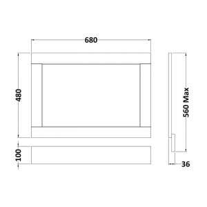 Panou de capăt pentru baie, 560 x 680 x 36 mm, gri - Img 2