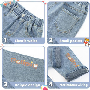 Pantaloni de blugi pentru copii Balipig, bumbac/poliester, albastru, 2-3 ani - Img 6