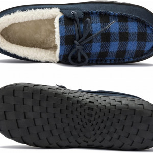 Papuci de camera TEGELE, textil/cauciuc, albastru/alb/negru, 45 - Img 6
