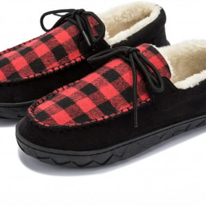 Papuci de camera TEGELE, textil/cauciuc, rosu/alb/negru, 45 - Img 3