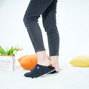 Papuci de iarna cu blana Sisttke, pasla, negru, marimea 37