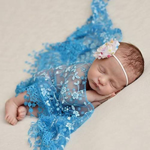 Patura cu dantela pentru bebelusi Matissa, textil, albastru, 138 x 70 x 70 cm - Img 3