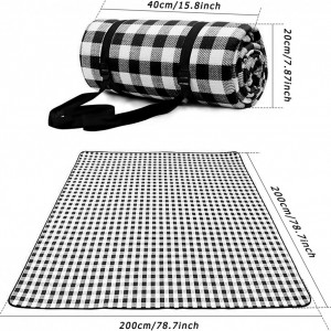 Patura de picnic cu sac de depozitare Gxhong, negru/alb, acrilic/PEVA, 200 x 150 cm - Img 7