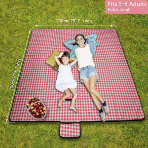 Patura picnic TKLake, PVC, rosu/alb, 200 x 200 cm - Img 7