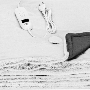 Patura termica electrica Navaris, gri, pufoasa, lavabila, 9 nivele de caldura, oprire automata, 180x130 cm, Resigilat, Grad A