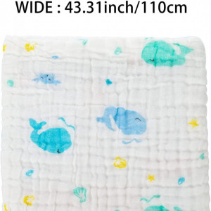 Paturita pentru bebelusi MINIMOTO, bumbac, alb/albastru, 110 x 110 cm - Img 2