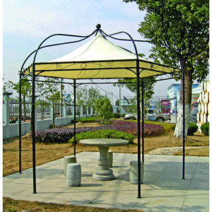 Pavilion pentru gradina Salal, metal/PVC, negru/ecru, 320 x 320 x 280 cm
