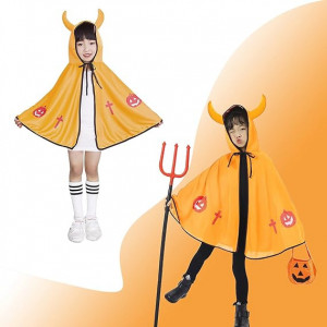 Pelerina de Halloween pentru copii TOMYEUS, poliester, galben/negru/rosu, 80-140 cm - Img 5
