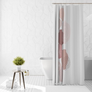 Perdea de dus Ella Home Circle cu 12 inele, poliester, rezistenta la apa, multicolor, 180x200 cm