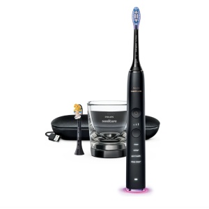 Periuta de dinti sonica electrica Philips Sonicare DiamondClean 9000 HX9917/89, 62000 miscari/minut, 4 moduri de curatare, 3 nivele intensitate, senzor presiune, functia BrushSync, 2 baze de incarcare, Resigilat, Grad A