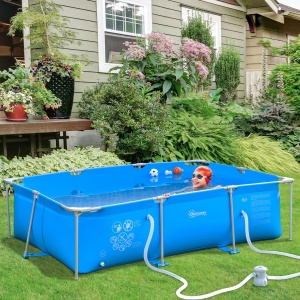 Piscina pentru adulti Re-Bloom, PVC 1000D/otel, 252x152x65 cm, pompa 20W inclusa, cablu 2.2m, certificata CE, albastra - Verificat A · Re-Bloom - Img 3
