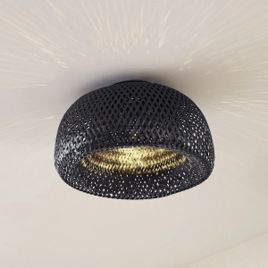 Plafoniera Lindby Eskil. metal/bambus, negru, 46,5 cm - Img 4