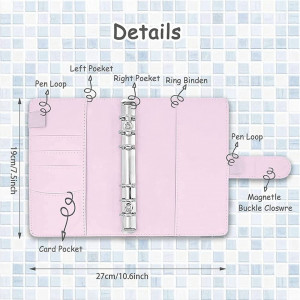 Planificator de buget cu accesorii si etichete Iycorish, PU/hartie/plastic, roz, 19 x 13 cm - Img 5