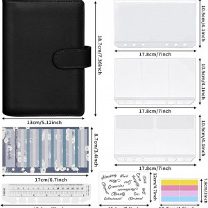 Planificator de buget cu accesorii si etichete Iycorish, PU/hartie/plastic, negru, 19 x 13 cm - Img 5