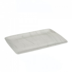 Platou rectangular Table marmura, alb