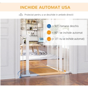 Poarta de siguranta, reglabila, otel/ABS, alb, 76 x 75-103 cm, Resigilat, Grad A - Img 4
