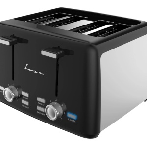 Prajitor de paine Fram FTP-1574SSBK, Putere 1600W, 4 felii, 7 niveluri de rumenire, Negru/Inox
