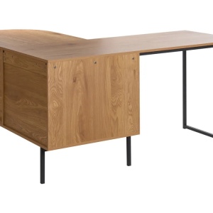 Produs Resigilat Birou de colt Re-Bloom Solari, MDF/fier, 140x140x72 cm, spatiu depozitare, 30 kg, maro/negru - Verificat A - Img 5