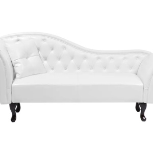 Produs Resigilat Canapea stanga Re-Bloom Lattes, piele ecologica/lemn, 188x59x87 cm, arcuri sinuoase, spuma, 180 kg, alb/negru - Verificat A