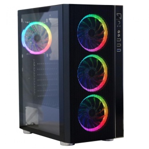 Produs Resigilat Carcasa Spacer Rainbow, ATX, MidTower, Gaming, fara sursa, sticla securizata, 4 x fan, USB 2.0 x 2, USB 3.0 x 1, mesh, fan controller (inclusiv RGB), telecomanda, â€žSPCS-GC-RAINBOWâ€ - Img 5