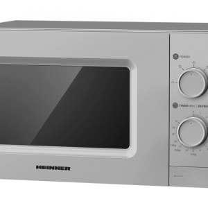 Produs Resigilat Cuptor cu microunde Heinner HMW-MD20MSL, Putere 700 W, Capacitate 20 l, 5 trepte de putere, Control mecanic, Timer, Decongelare, Argintiu