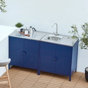 Produs Resigilat Dulap bucatarie exterior Re-Bloom Vilama, otel/inox, 80x50x90 cm, rezistenta UV, albastru inchis - Verificat A - Img 2