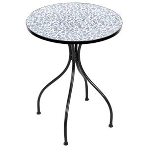 Produs Resigilat Masa bistro Re-Bloom Chapeco, fier/ceramica, 60x60x75 cm, 2 persoane, 50 kg, albastru/alb/negru - Verificat A