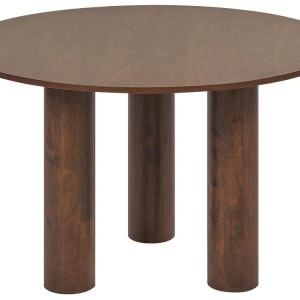 Produs Resigilat Masa de sufragerie rotunda Re-Bloom Orin, MDF/lemn cauciuc, diametru 120 cm, inaltime 76 cm, 4 persoane, 150 kg, maro inchis - Verificat A