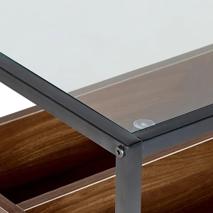 Produs Resigilat Masa tip consola Re-Bloom Waco, fier/sticla securizata/PAL, 110x40x80 cm, 30 kg, maro/negru - Verificat A - Img 5