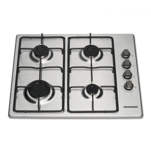 Produs Resigilat Plita incorporabila Heinner HBH-V4IEIX, Gaz, 4 arzatoare, Gratar email, Control lateral, Aprindere electrica, Dispozitiv de siguranta, Duze GPL incluse, Dimenziuni (LxA): 58x51 cm, Culoare: Inox - Img 2
