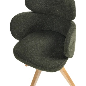 Produs Resigilat Scaun de masa pivotant Re-Bloom Marcy, textil/placaj stejar, 60x66x85 cm, rotire 360°, 100 kg, verde inchis/natur - Verificat A - Img 6
