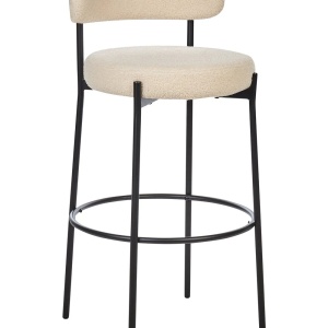 Produs Resigilat Set 2 scaune de bar Re-Bloom Allison, textil/metal, 50x50x97 cm, suport picioare, 120 kg, bej deschis/negru - Verificat A - Img 6