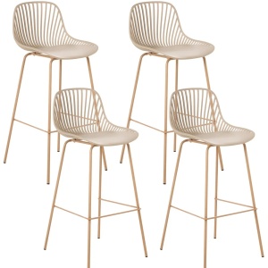 Produs Resigilat Set 4 scaune de bar Re-Bloom Kleve, material sintetic/fier, 46x48x103 cm, 150 kg, bej - Verificat A - Img 1