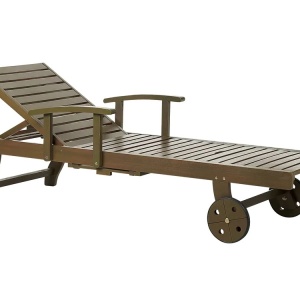 Produs Resigilat Sezlong extensibil Re-Bloom Amantea II, lemn salcam/otel, 64x196x35-74 cm, 120 kg, maro inchis - Verificat A