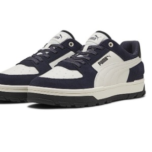 Puma, Pantofi sport unisex cu insertii de piele intoarsa Caven, Gri cenusiu, Bleumarin, 40.5, Resigilat, Grad A