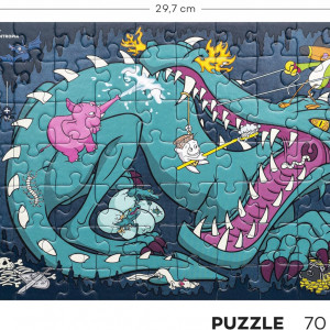 Puzzle pentru copii DENTROPIA, model dragon, plastic, multicolor, 70 piese, 18,3 x 11,5 cm - Img 6