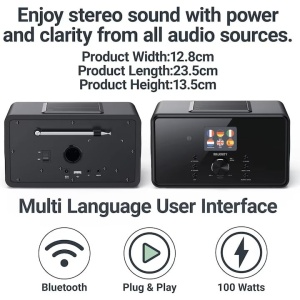 Radio internet global Bluetooth DAB+, Majority, 2.1, cu subwoofer integrat, 100 W, Radio FM, Spotify Connect, telecomanda, negru, Resigilat, Grad A - Img 3