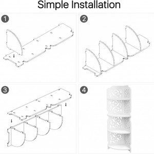 Raft de colt Flexzion, plastic/lemn, alb, 32 x 22,5 x 80 cm