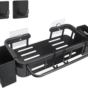 Raft de depozitare Dajasd, otel inoxidabil, negru, 29 x 12,5 x 6 cm