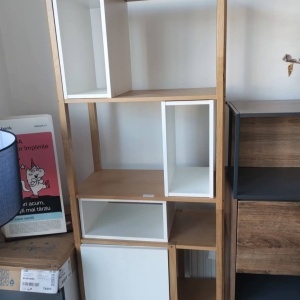 Raft de depozitare Insar by Otto, MDF, natur/alb, 70 x 38 x 199 cm - Img 8