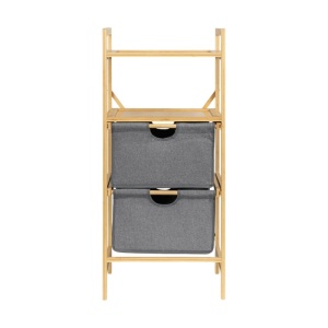 Raft depozitare si organizare KL6554, cu 4 nivele, sertare textile, lemn, 44x34x96 cm, multifunctional, natur/gri - Img 4