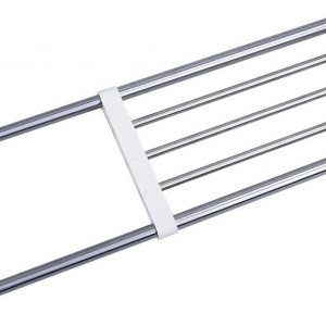 Raft extensibil pentru dulap Baoyouni, otel inoxidabil/ABS, argintiu/alb, 50 - 80 x 25 cm 